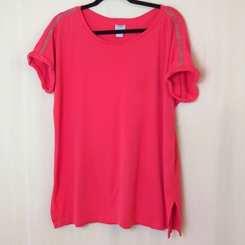 Chico's Oversized Tunic Top Salmon Size 2